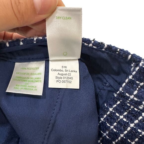 Lilly Pulitzer Gretchen High Rise Tweed Shorts Womens 2 Navy Blue Check - Picture 8 of 9